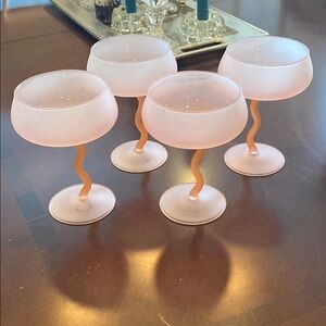 Vintage Pink Frosted Coupe Drinkware Set